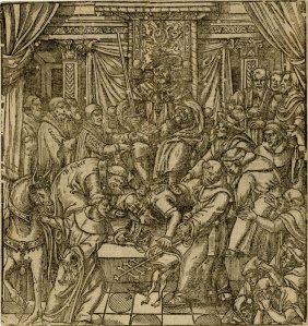Henry VIII as Supreme Head of the English church, from Foxe's Book of Martyrs  © The Trustees of the British Museum 1973 U 219