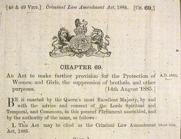 ‘Abominable, unutterable, and worse than fables’: the campaign to pass the Criminal Law Amendment Bill